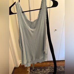 Waffle high low tank top